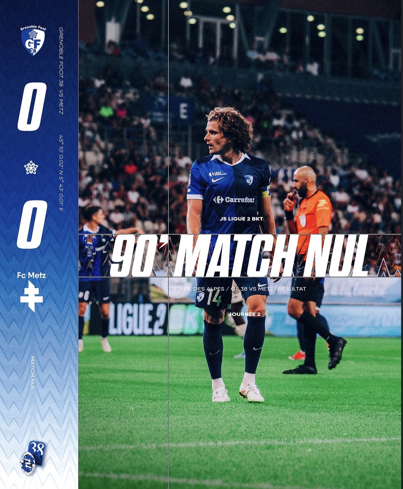 Stade des Alpes lors du match GF38 Metz en Ligue 2