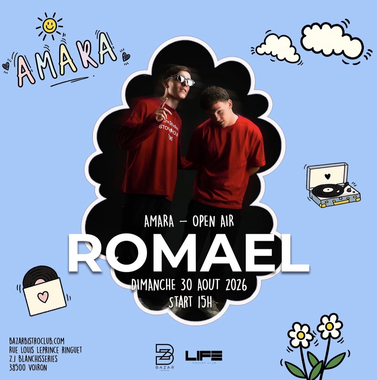 Affiche de la soirée AMARA Sunday Ritual - Closing au LIFE Modern Club à Voiron le 30 août 2026.
