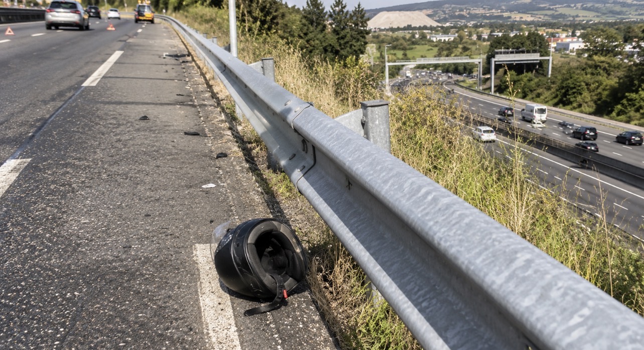 Moto accidentée sur une route départementale en Isère.