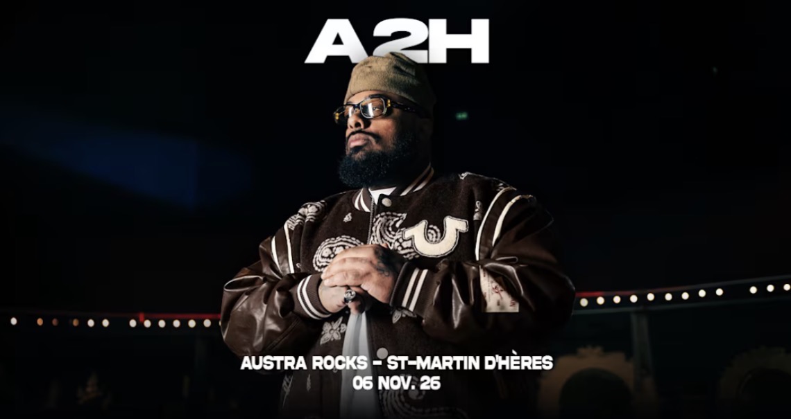 Affiche officielle du concert d’A2H à Austra Rocks Grenoble le 6 novembre 2026.