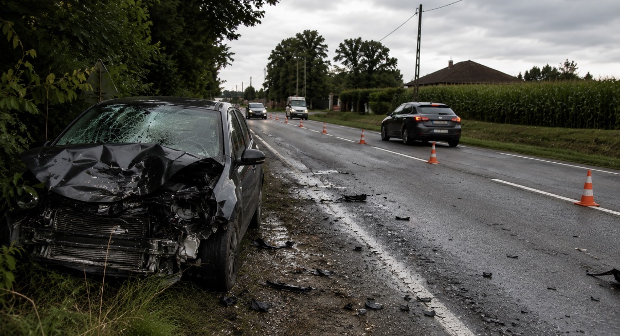 Accident de la route sur la RD 519 à Marcilloles en Isère, illustration photographique d’une collision frontale entre deux voitures.